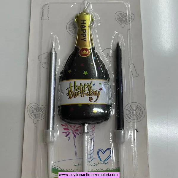 Şampanya Dekor Mum Siyah